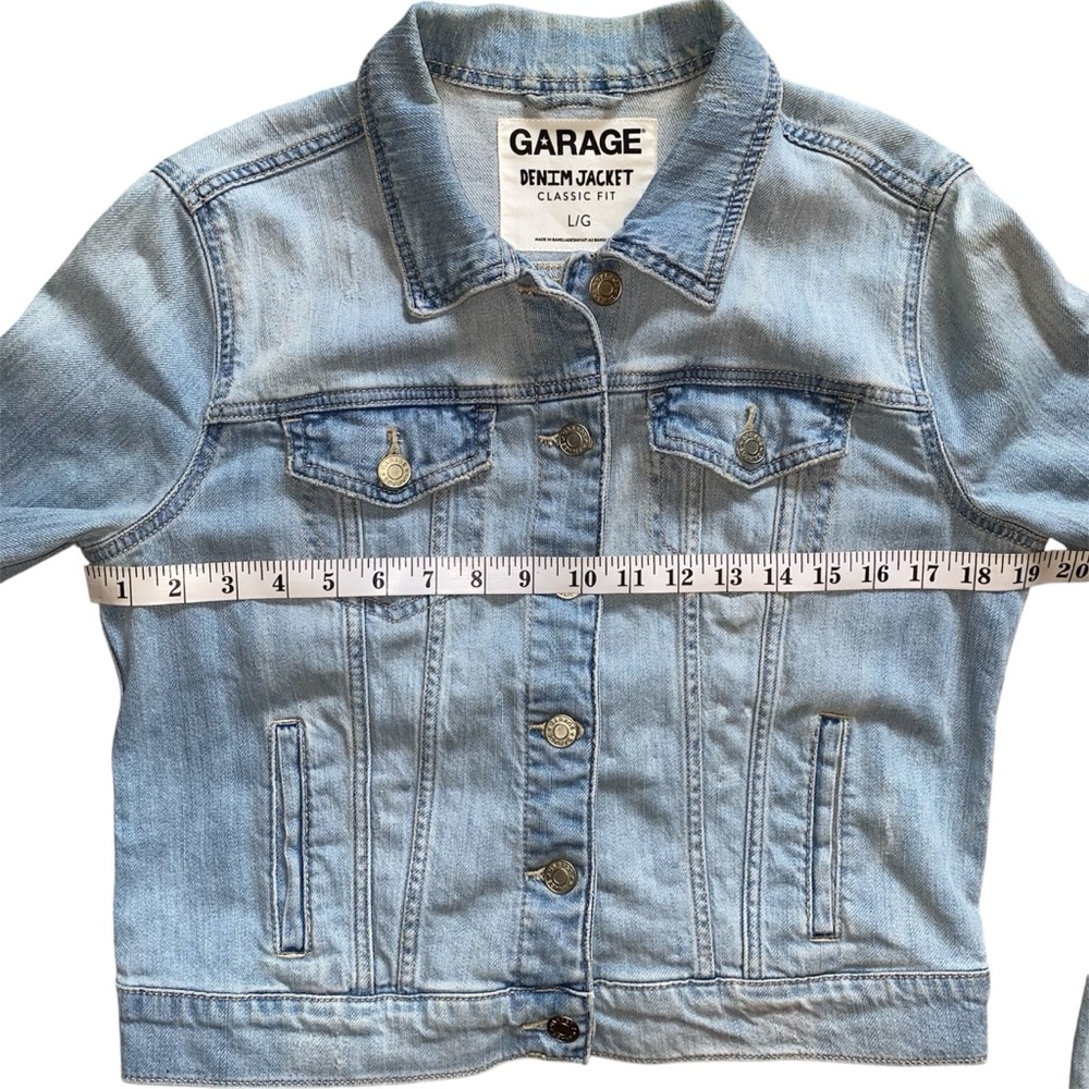 Garage Sky Blue Lightly Distressed Denim Jacket - Picture 7 of 10